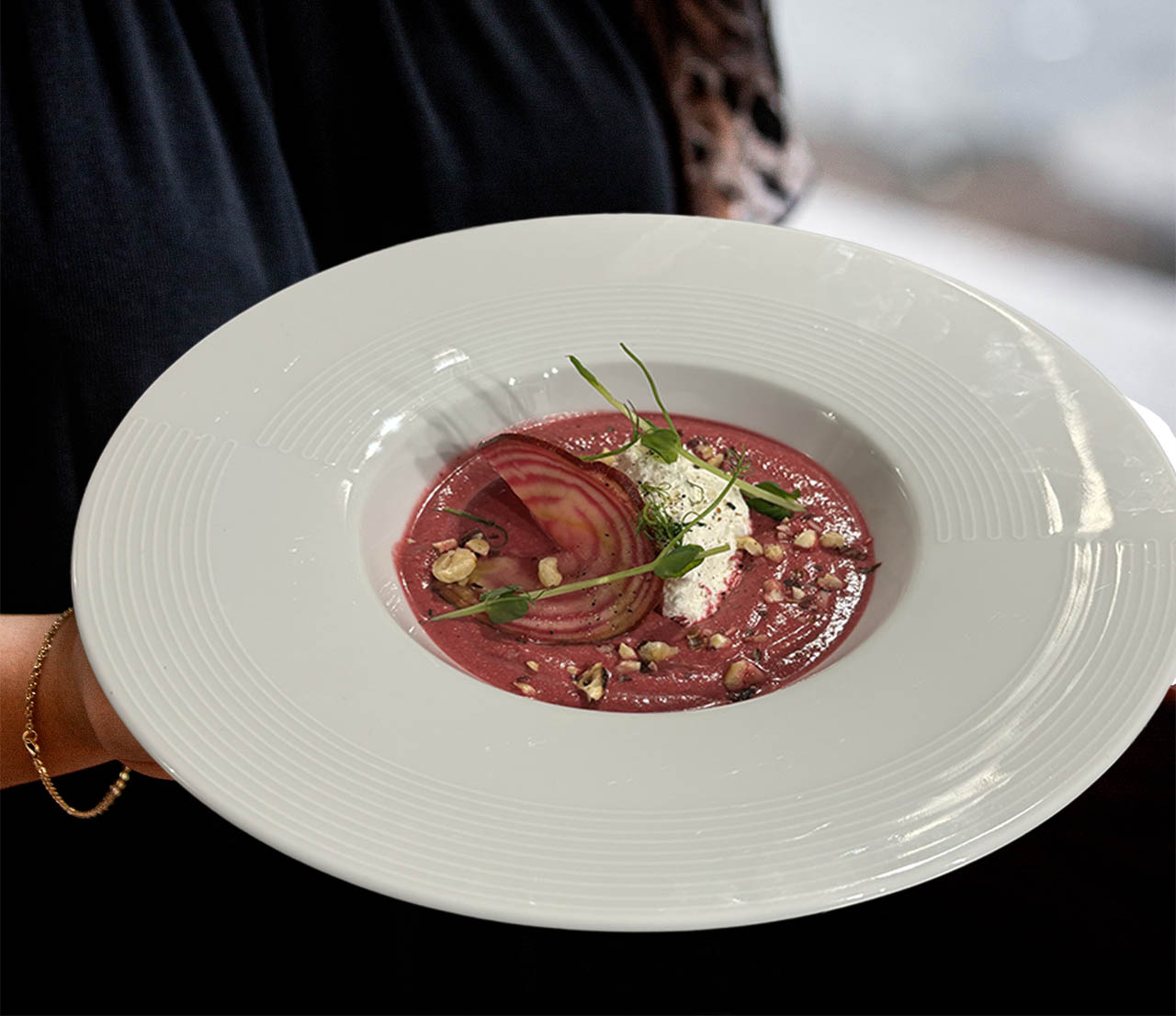 Crème de betterave et chèvre frais